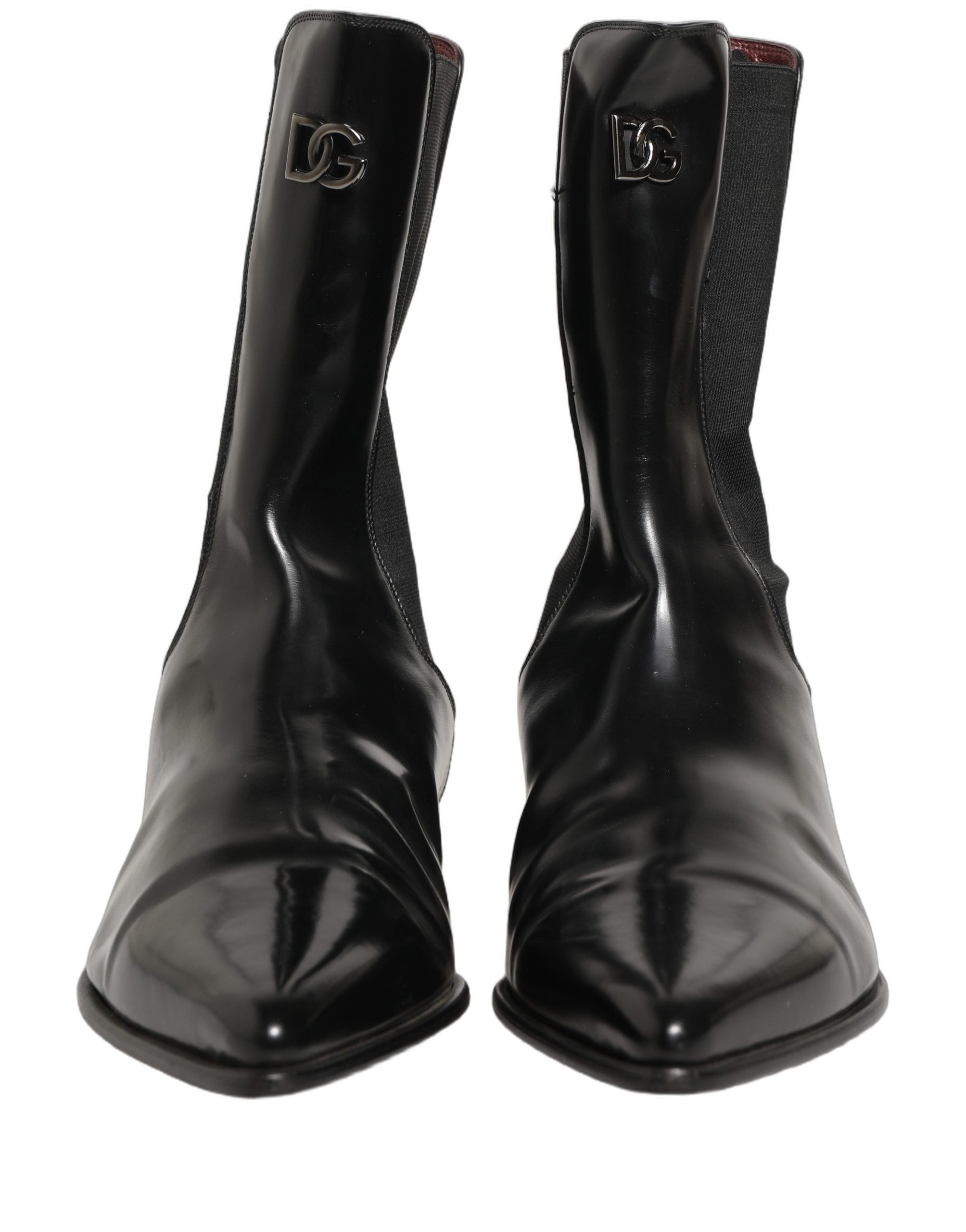 Dolce & Gabbana Black Leather Chelsea Mid Calf Boots Shoes