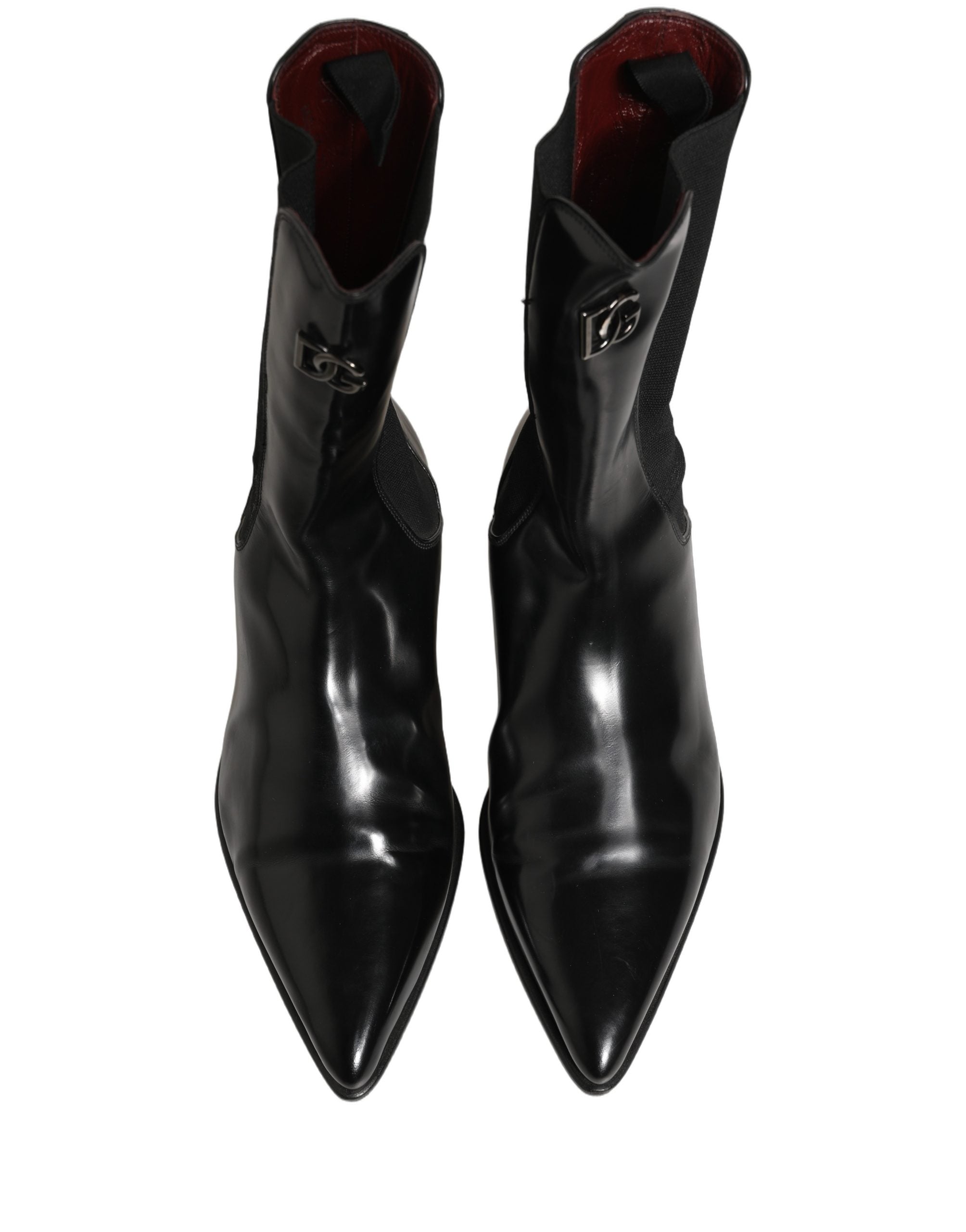 Dolce & Gabbana Black Leather Chelsea Mid Calf Boots Shoes