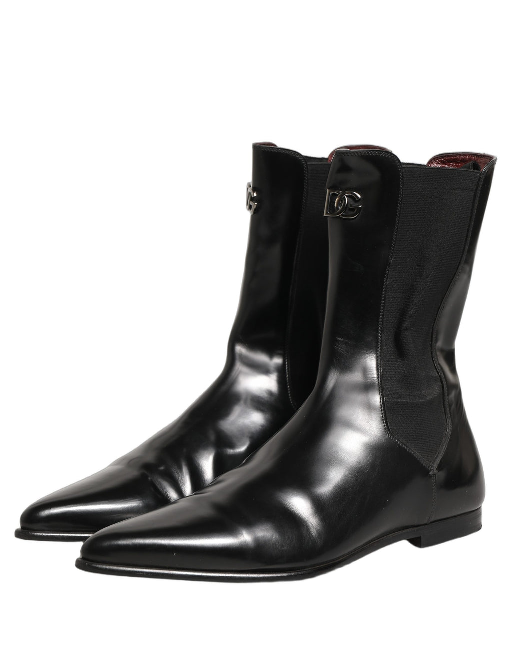 Dolce & Gabbana Black Leather Chelsea Mid Calf Boots Shoes