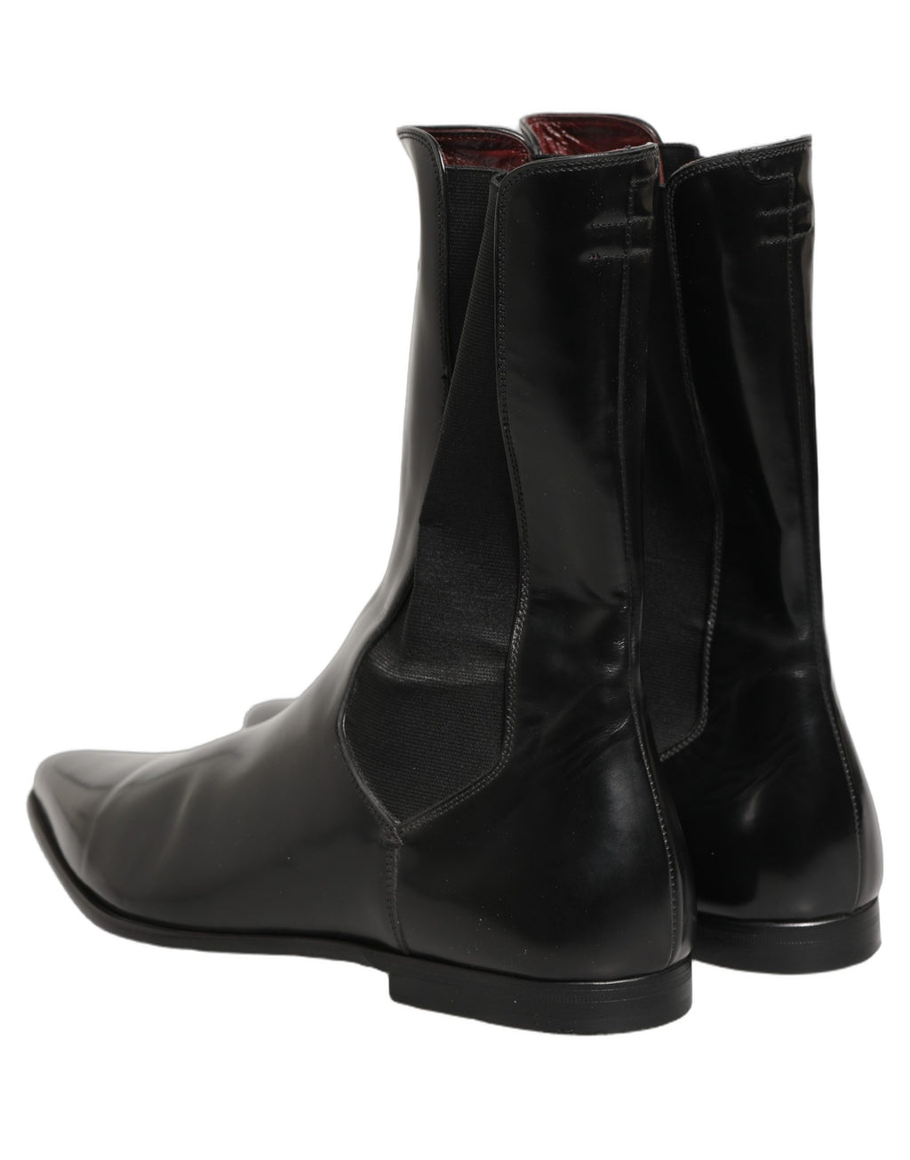 Dolce & Gabbana Black Leather Chelsea Mid Calf Boots Shoes
