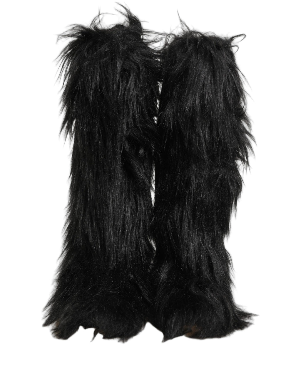 Dolce & Gabbana Black Faux Fur Mid Calf Winter Boots Shoes