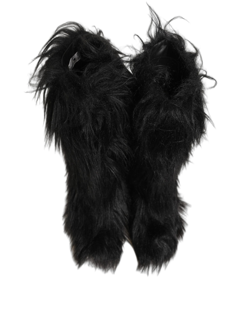 Dolce & Gabbana Black Faux Fur Mid Calf Winter Boots Shoes