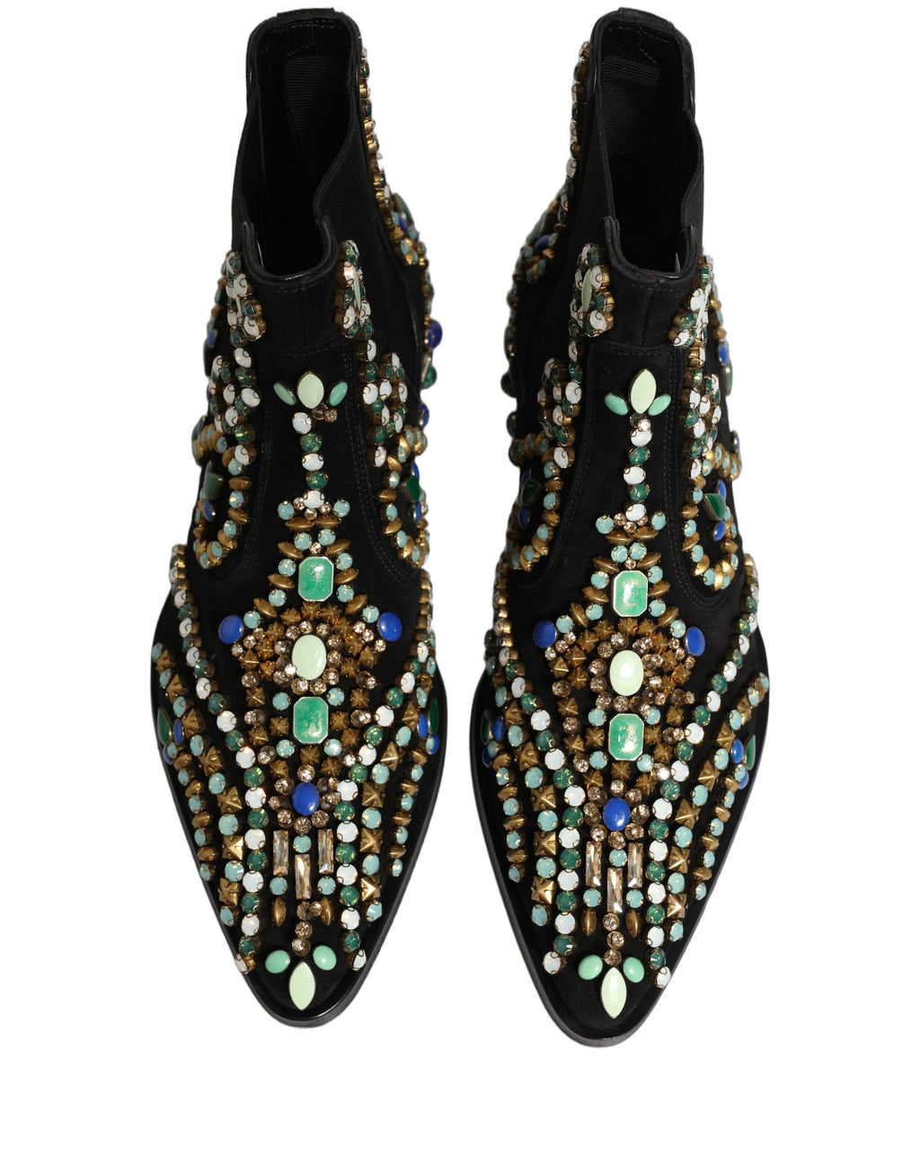 Dolce & Gabbana Black Embellished Chelsea Ankle Boots Shoes