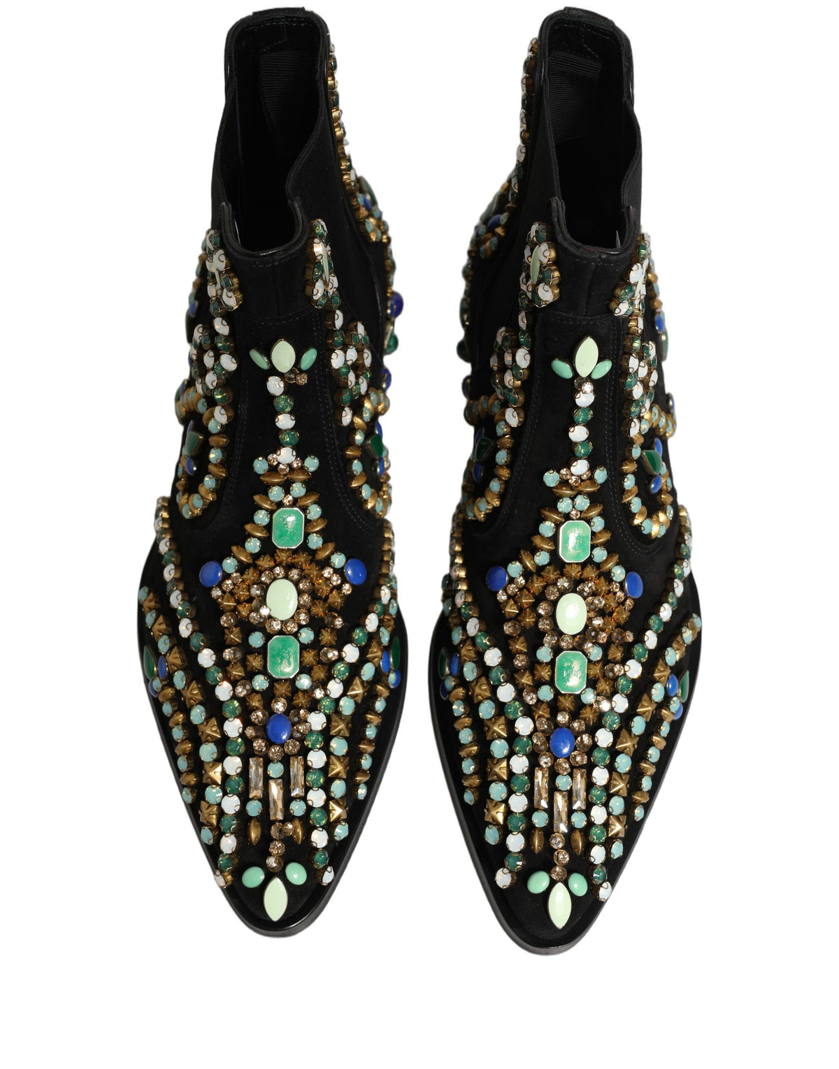 Dolce & Gabbana Black Embellished Chelsea Ankle Boots Shoes