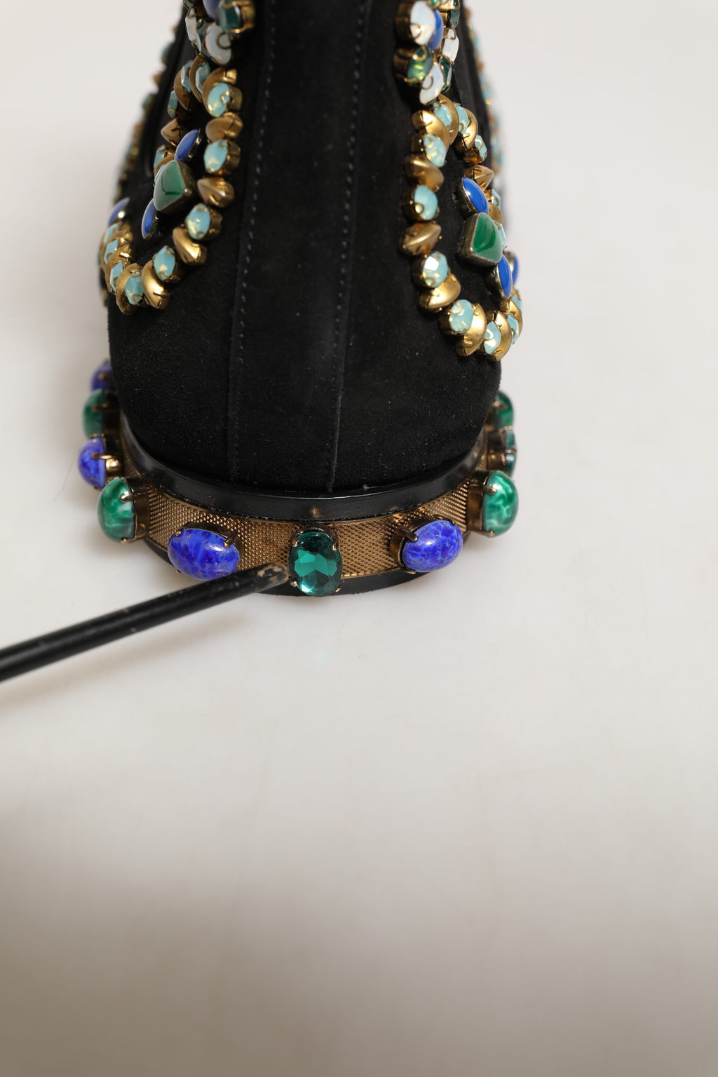 Dolce & Gabbana Black Embellished Chelsea Ankle Boots Shoes