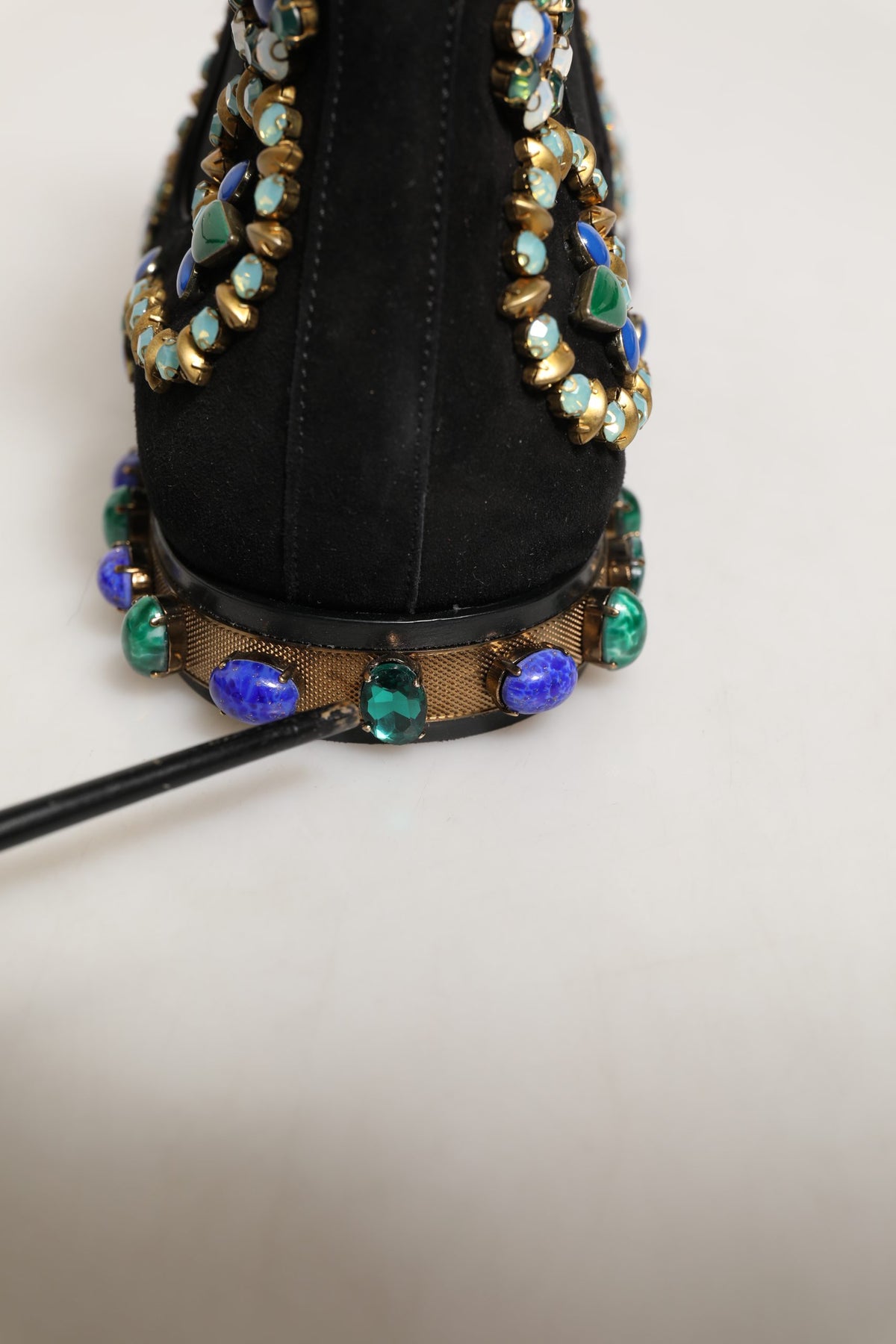 Dolce & Gabbana Black Embellished Chelsea Ankle Boots Shoes