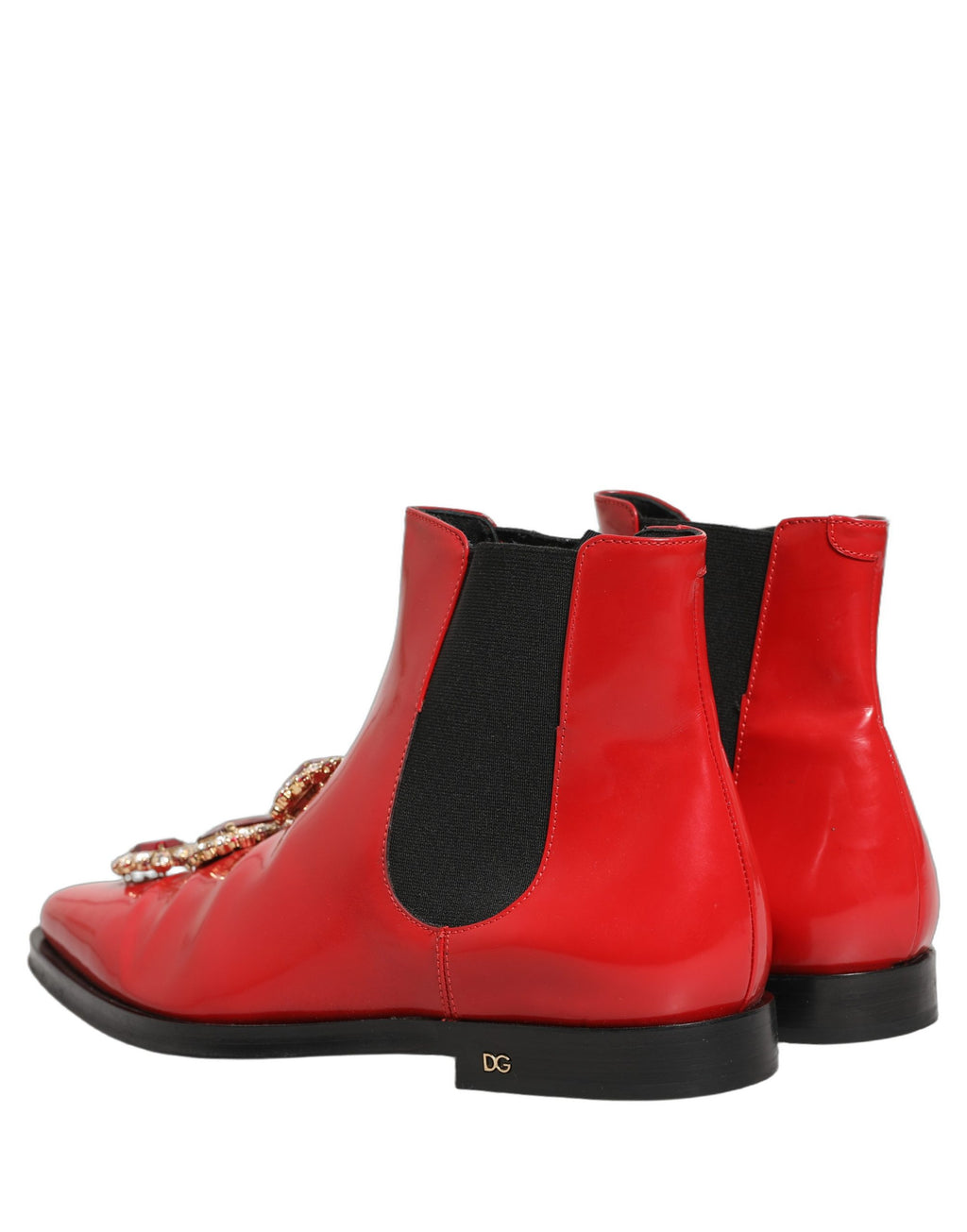 Dolce & Gabbana Red Embellished Chelsea Men Ankle Boots Shoes