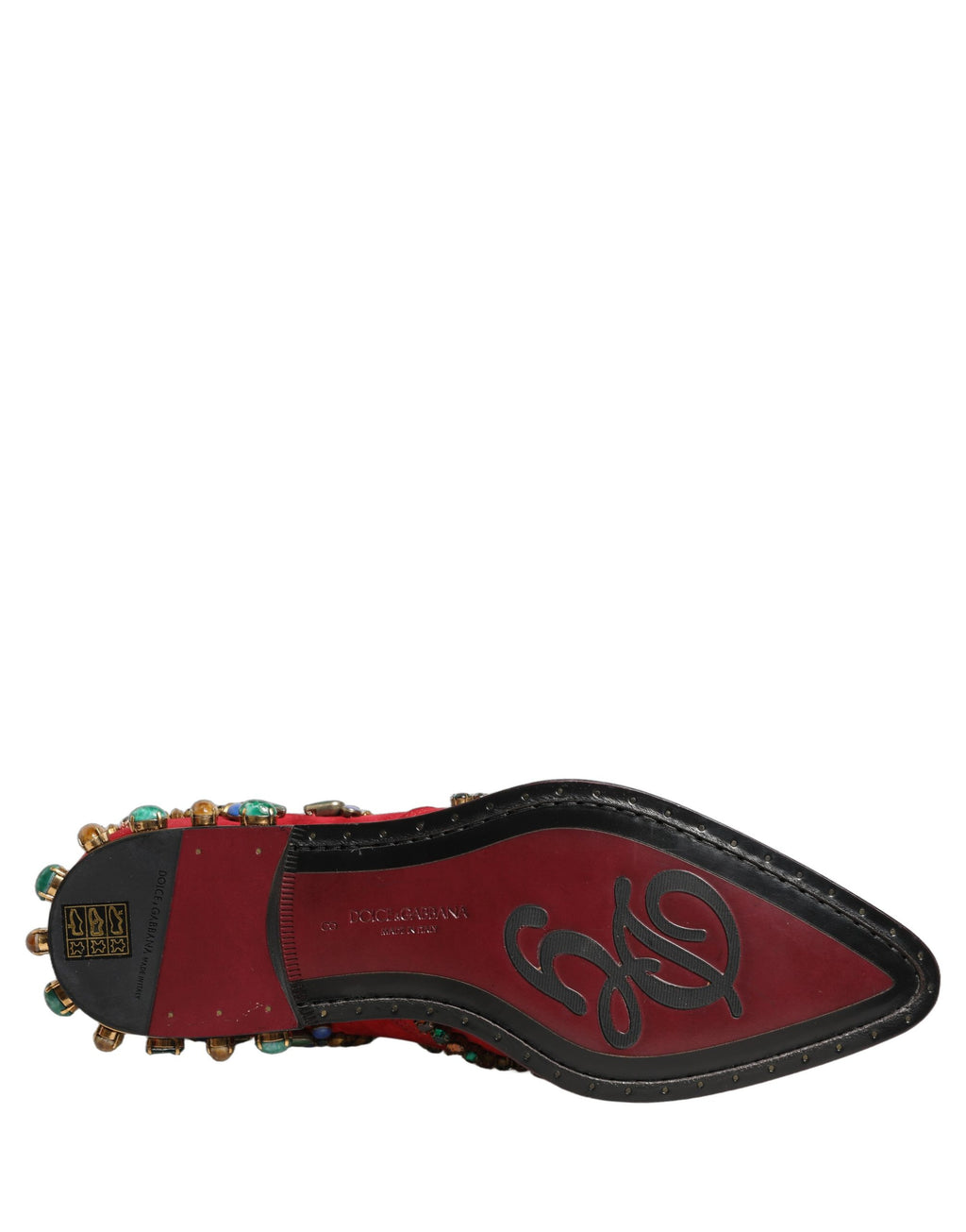 Dolce & Gabbana Red Embellished Chelsea Ankle Boots Shoes