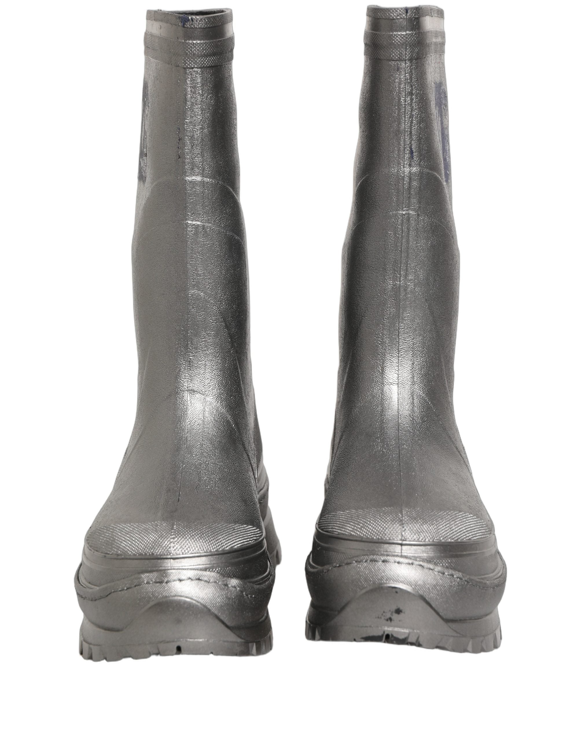 Dolce & Gabbana Metallic Silver Pull On Rain Boots Men Shoes