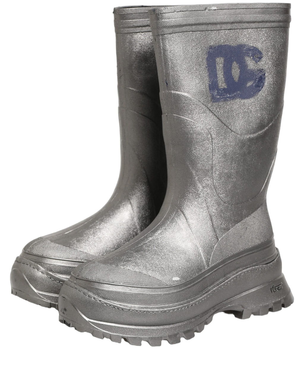 Dolce & Gabbana Metallic Silver Pull On Rain Boots Men Shoes