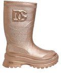 Dolce & Gabbana Rose Gold PVC Pull On Rain Boots Men Shoes