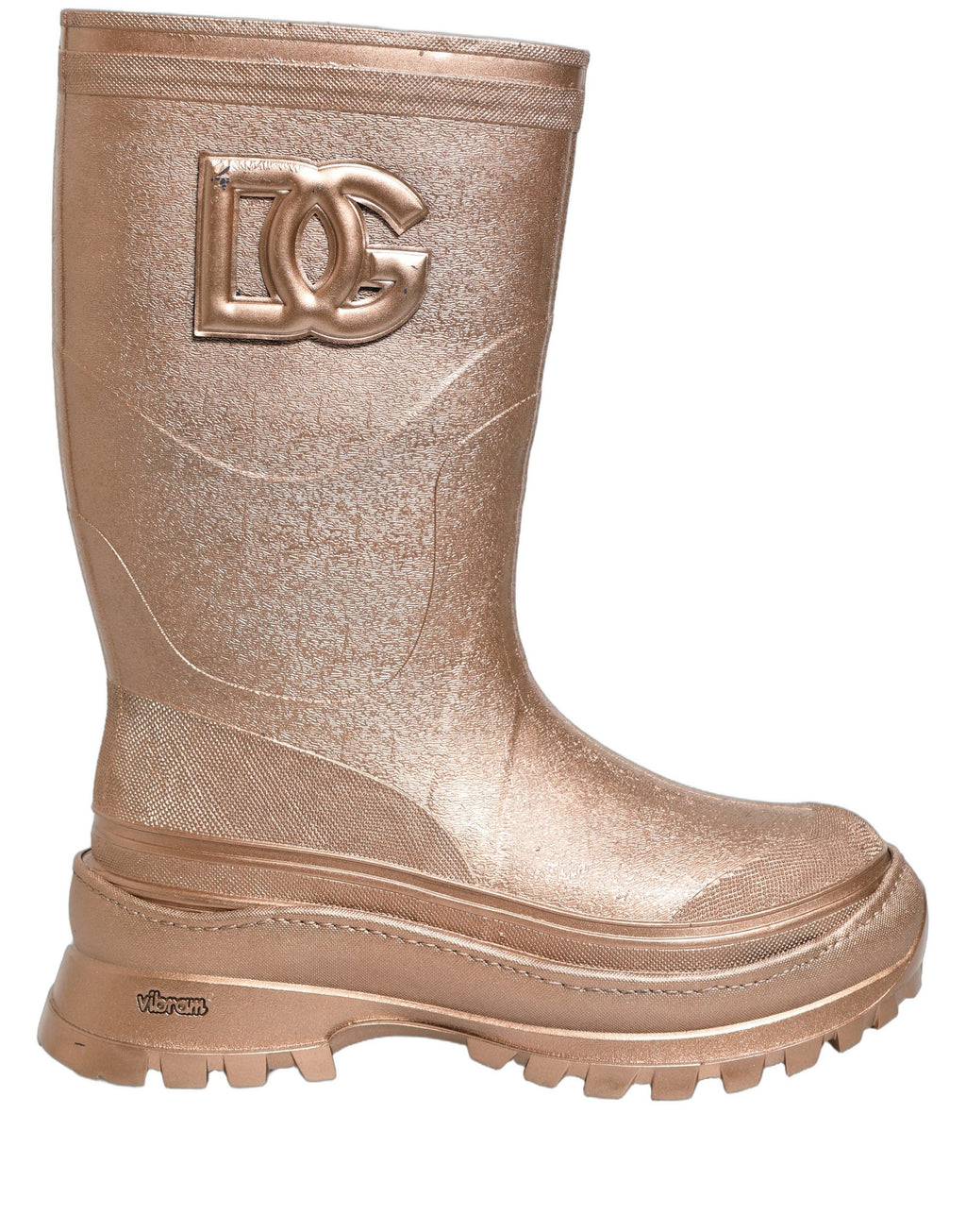 Dolce & Gabbana Rose Gold PVC Pull On Rain Boots Men Shoes
