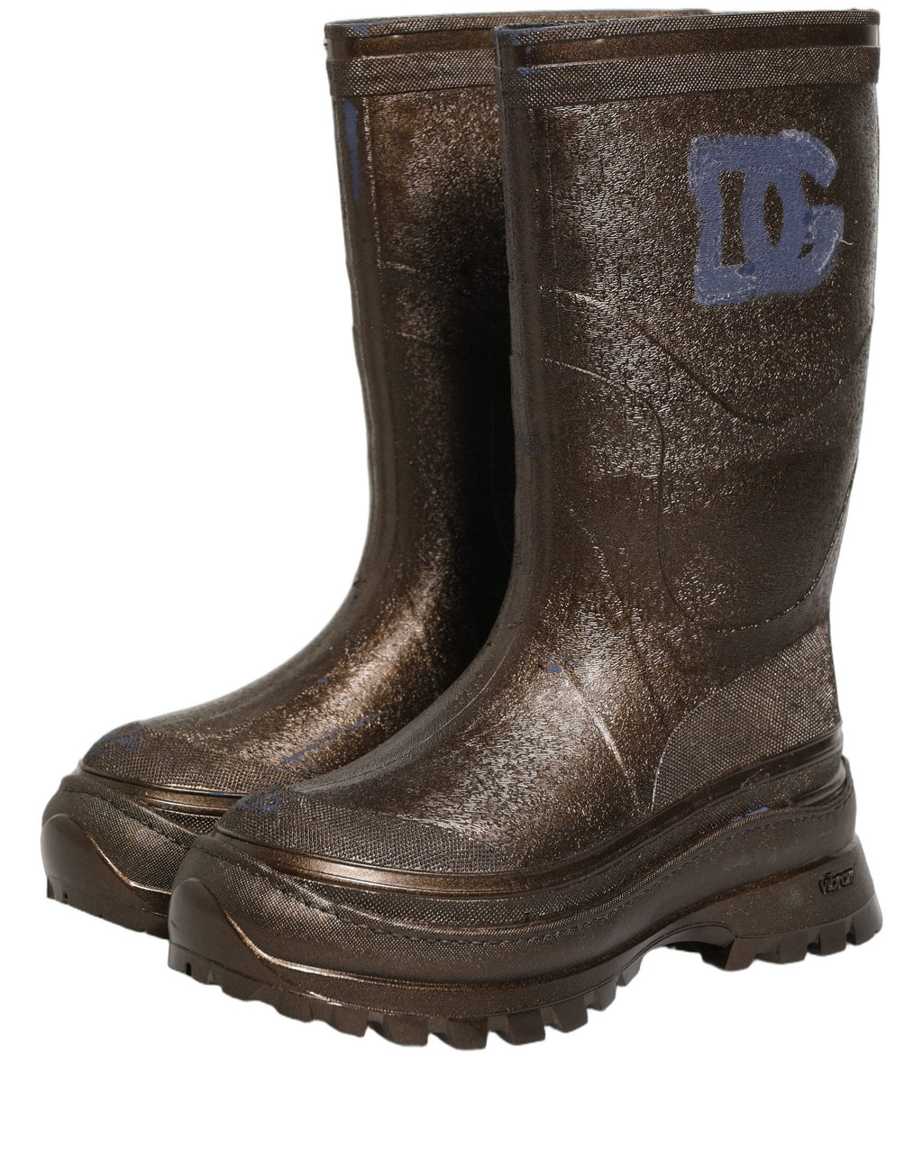 Dolce & Gabbana Bronze PVC Pull On Rain Boots Men Shoes