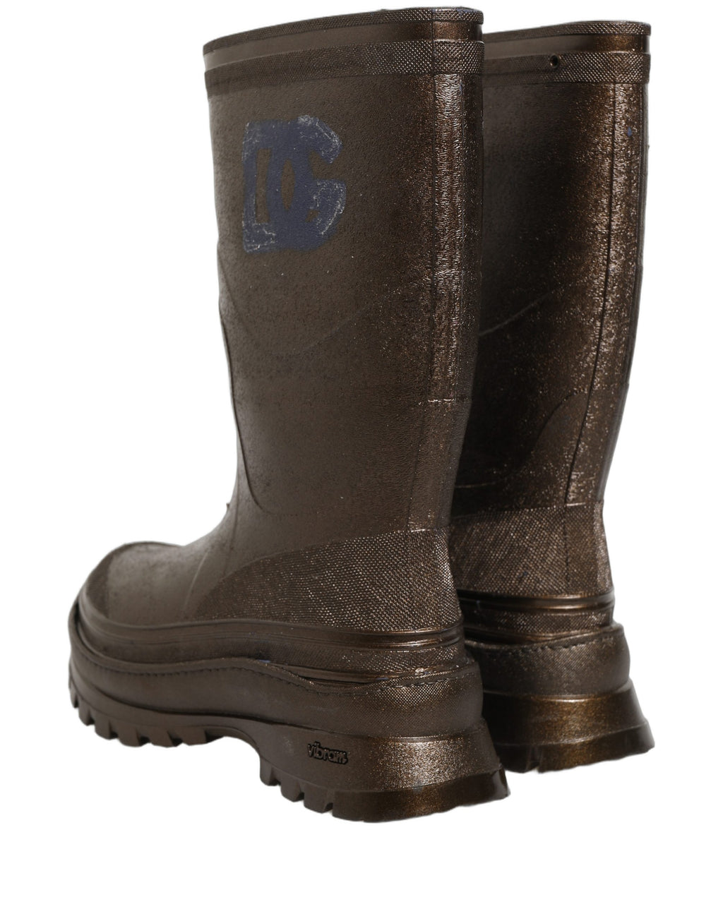 Dolce & Gabbana Bronze PVC Pull On Rain Boots Men Shoes