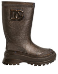 Dolce & Gabbana Bronze PVC Pull On Rain Boots Men Shoes