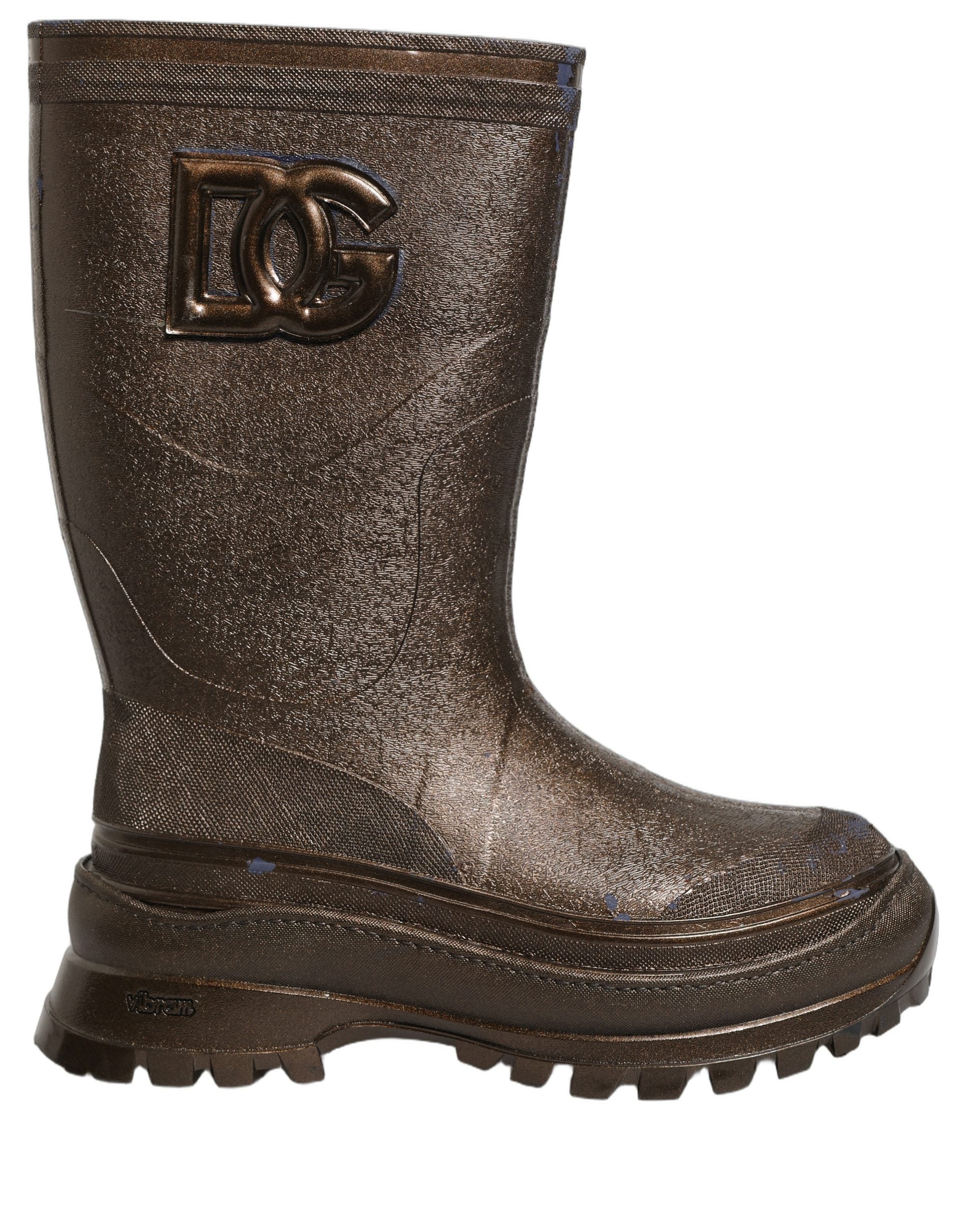 Dolce & Gabbana Bronze PVC Pull On Rain Boots Men Shoes