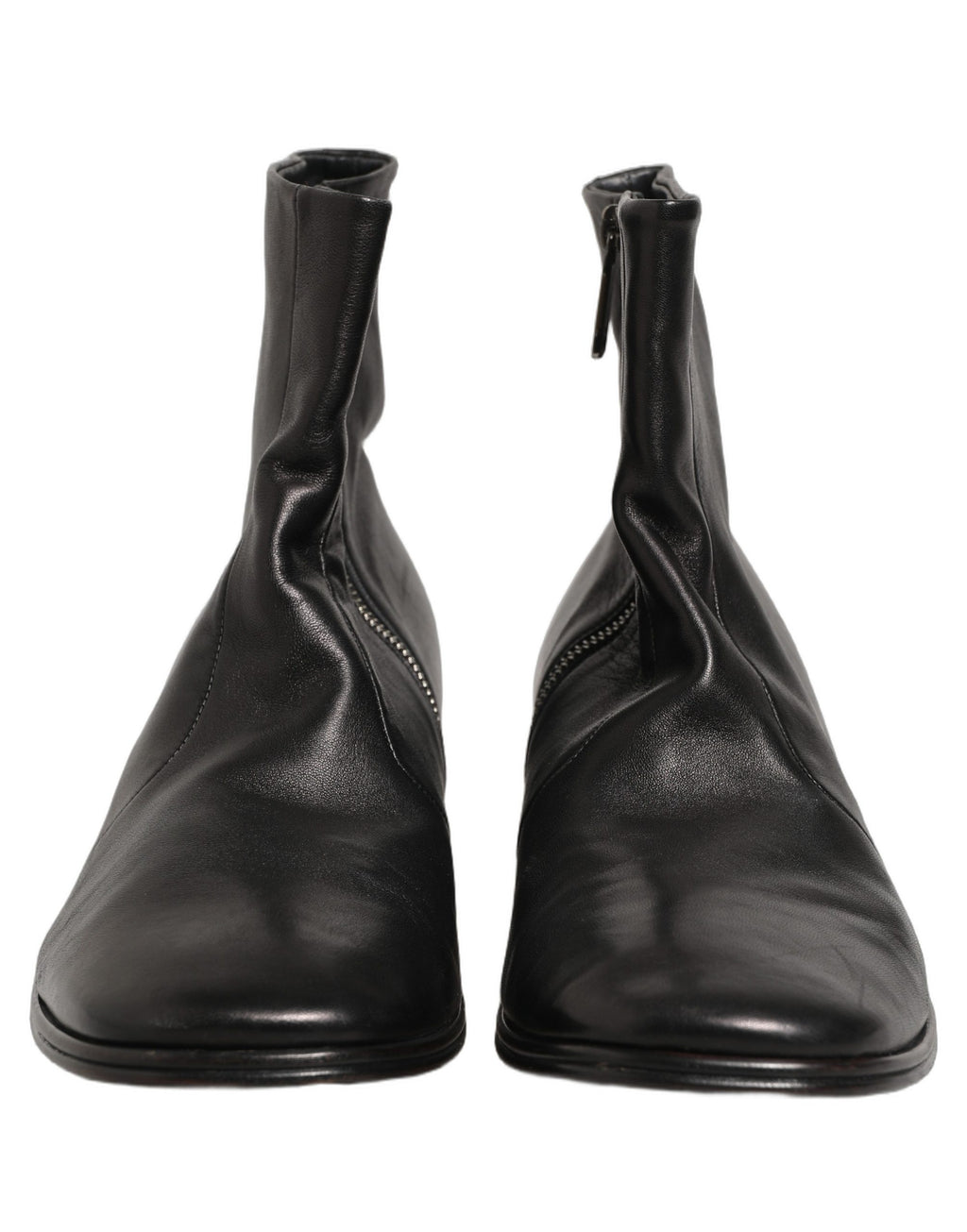 Dolce & Gabbana Black Leather Logo Short Ankle Boots Shoes