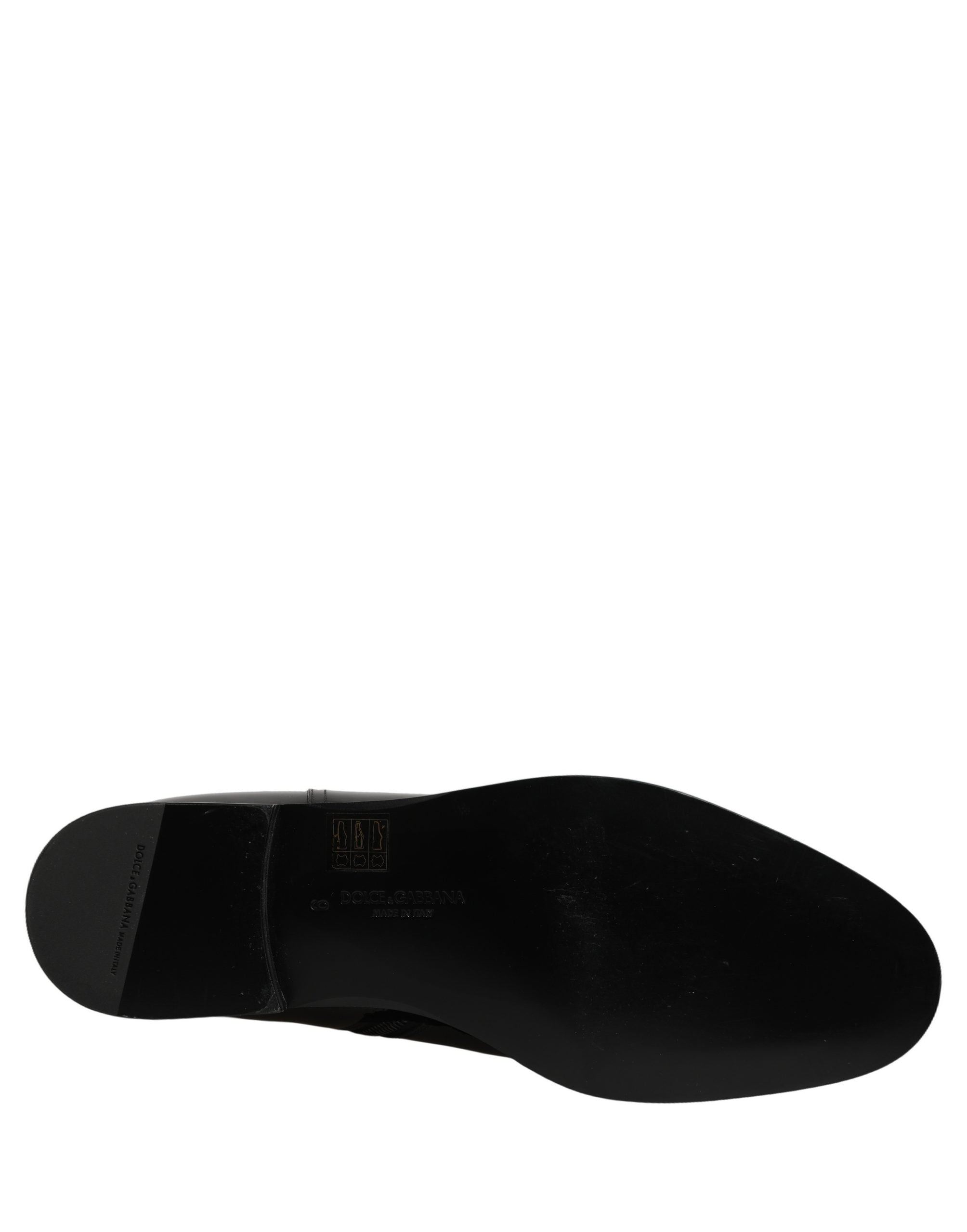 Dolce & Gabbana Black Leather Logo Buckle Mid Calf Boots Shoes