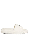 Dolce & Gabbana White Faux Fur Flats Men Slides Sandals Shoes