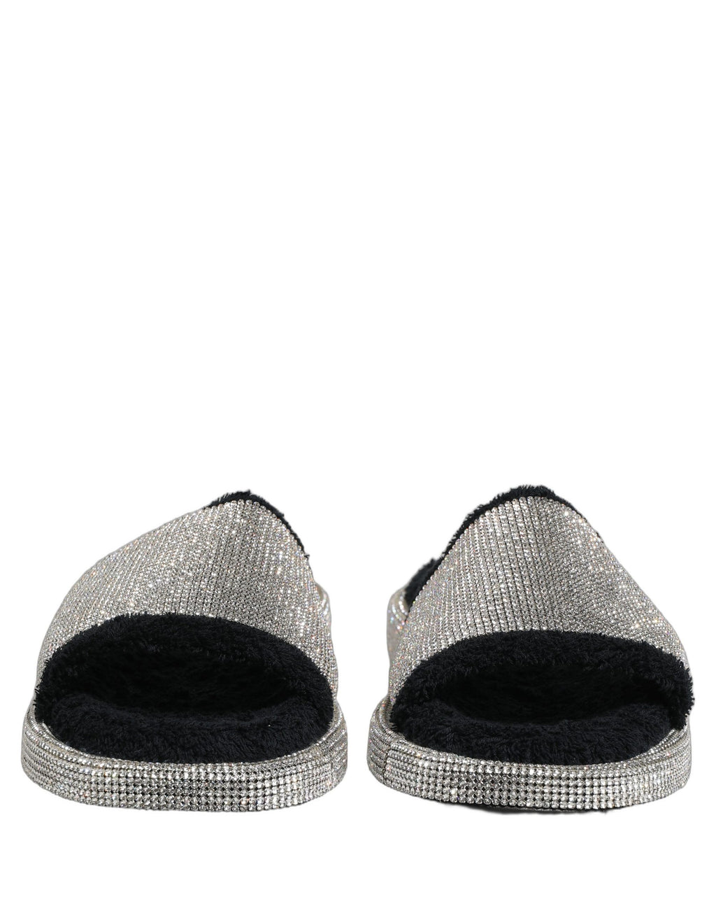 Dolce & Gabbana Black Crystal Embellished Platform Men Slides Shoes