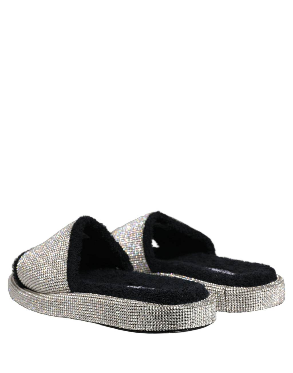 Dolce & Gabbana Black Crystal Embellished Platform Men Slides Shoes
