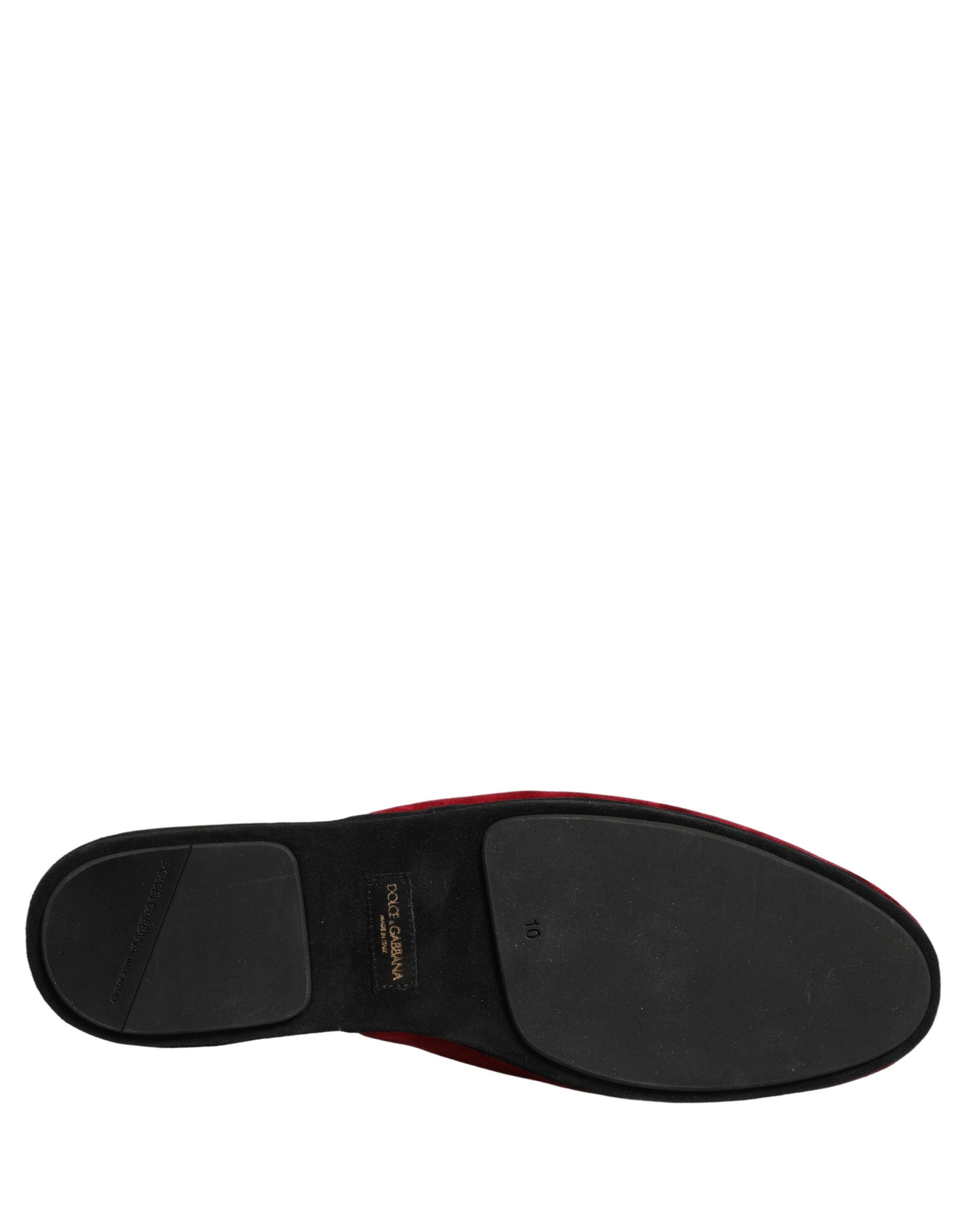Dolce & Gabbana Red Suede Slides Flat Slipper Men Shoes