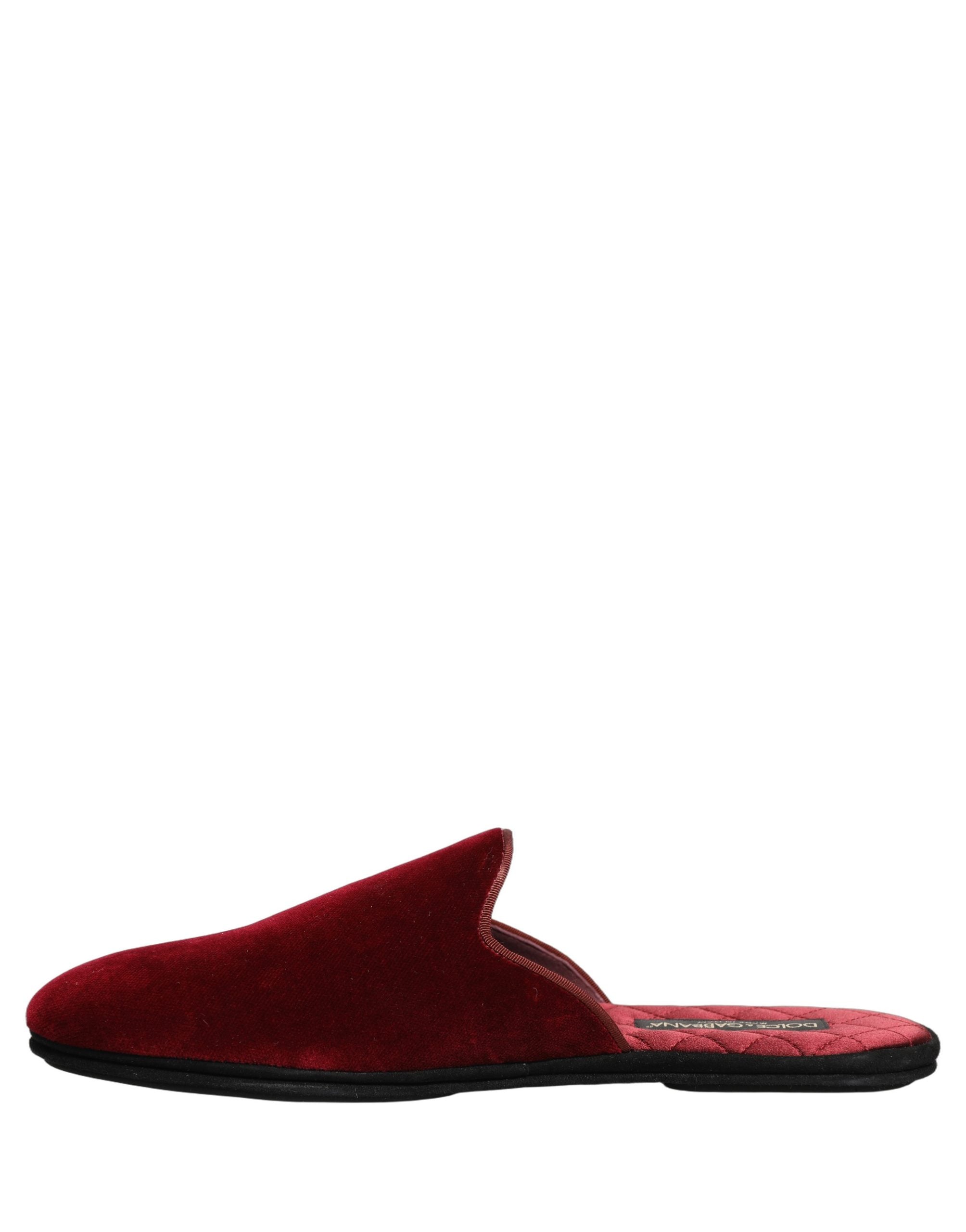 Dolce & Gabbana Red Suede Slides Flat Slipper Men Shoes