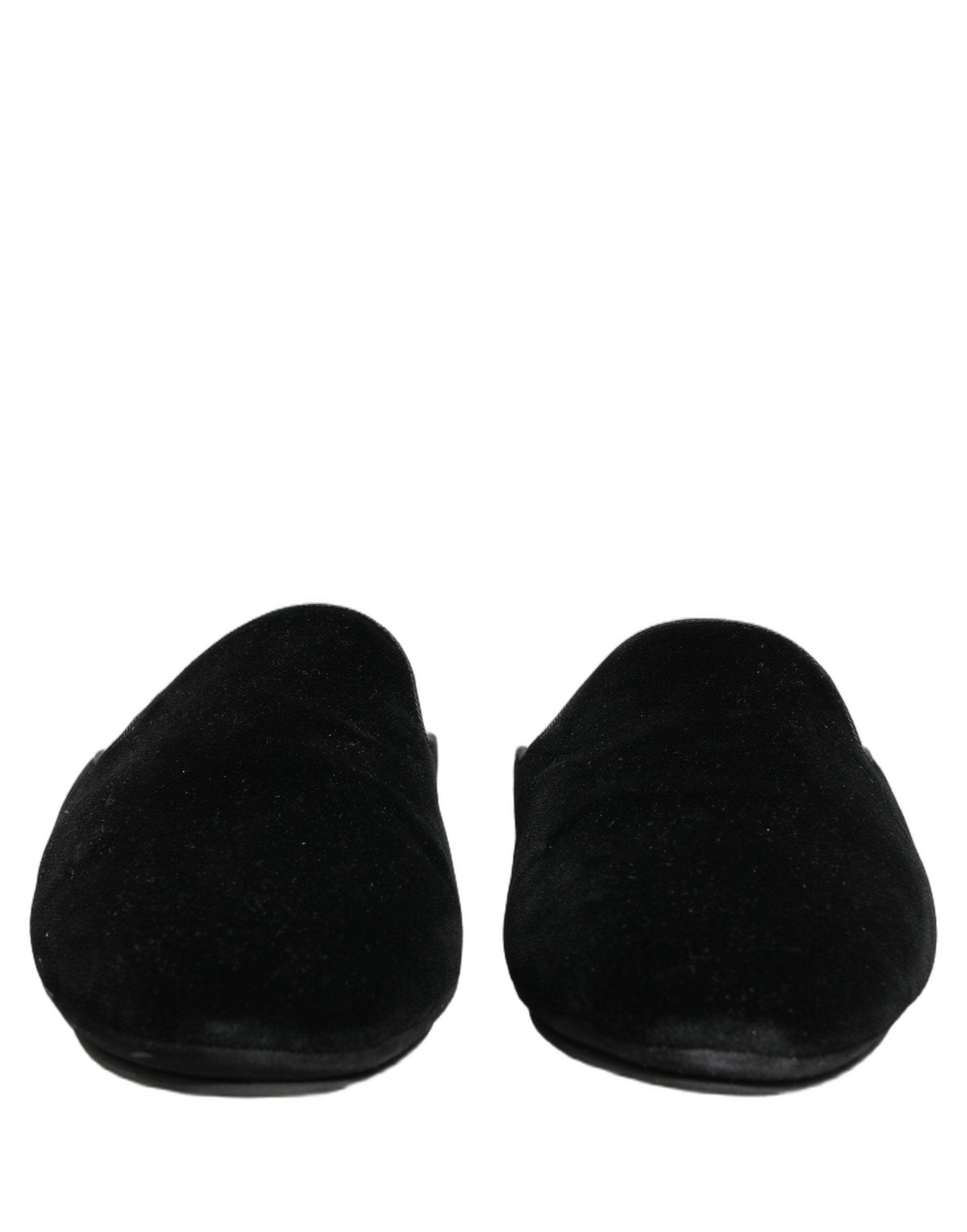 Dolce & Gabbana Black Suede Slides Flat Slipper Men Shoes