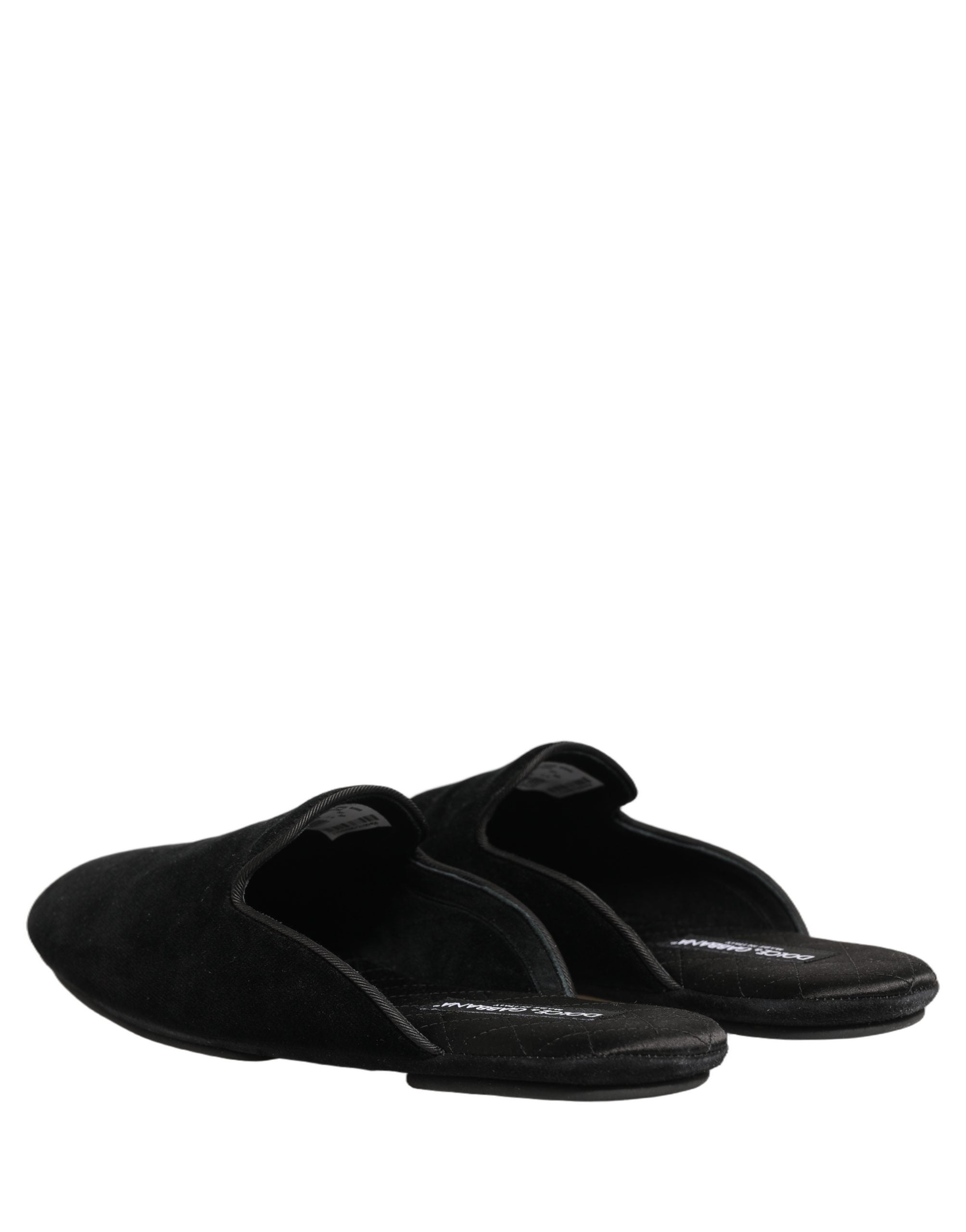 Dolce & Gabbana Black Suede Slides Flat Slipper Men Shoes