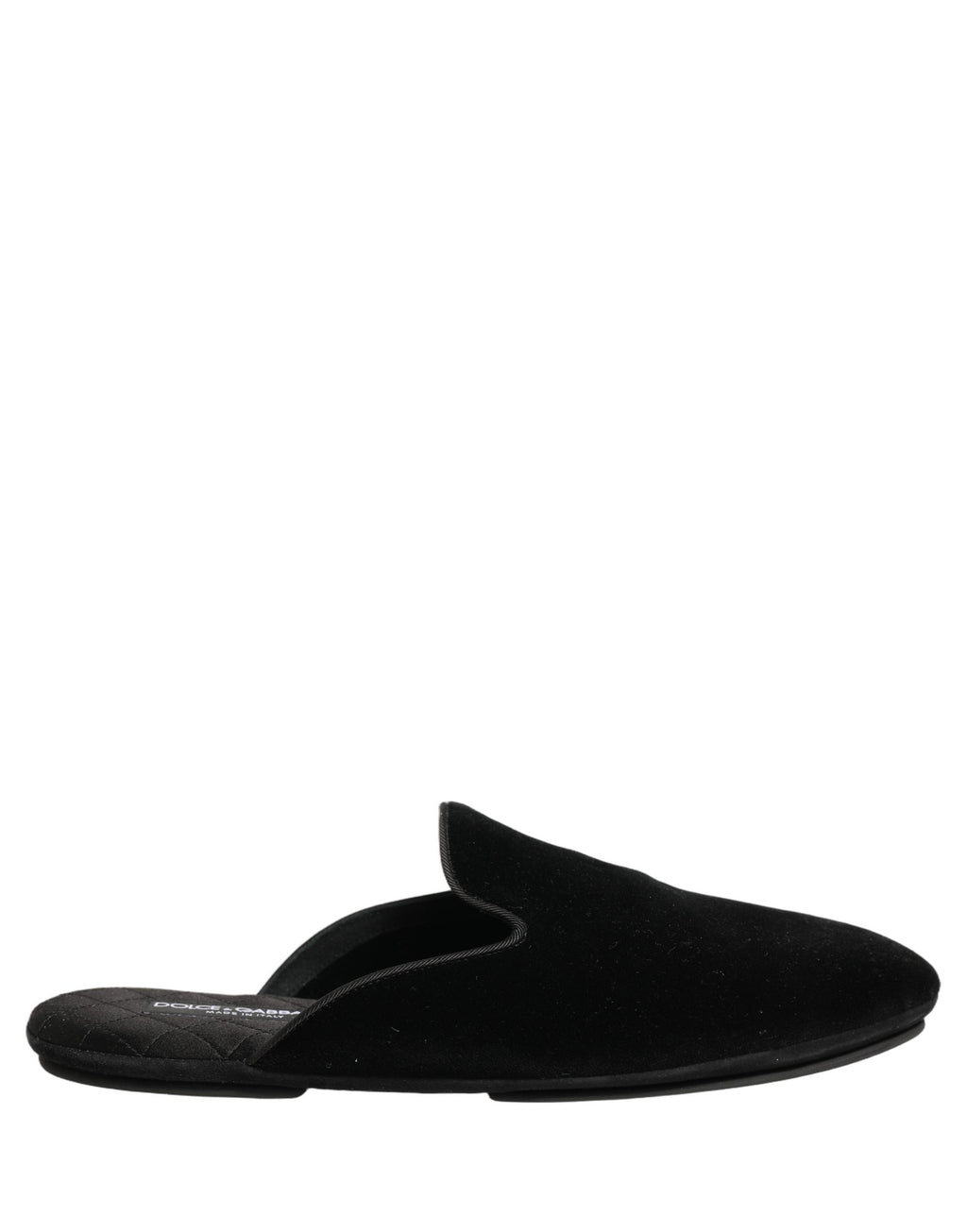 Dolce & Gabbana Black Suede Slides Flat Slipper Men Shoes
