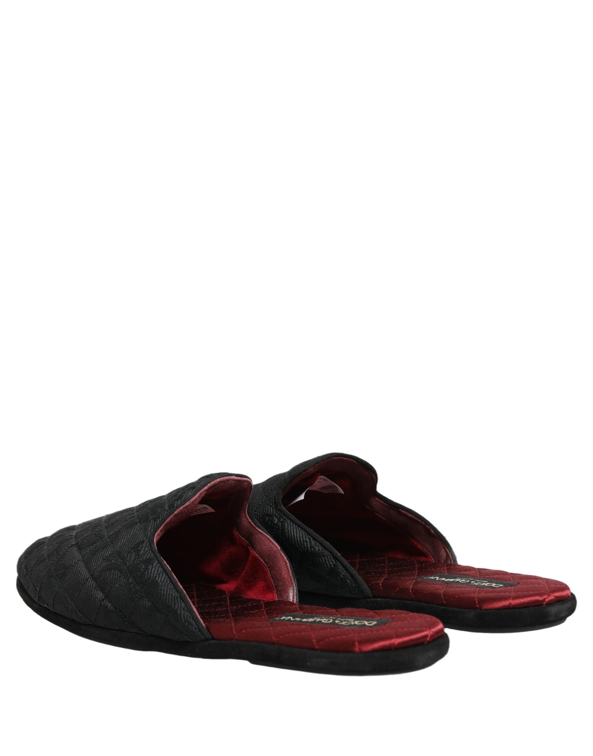 Dolce & Gabbana Black Floral Brocade Slides Slippers Shoes