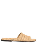 Dolce & Gabbana Beige Straw Raffia Slides Sandals Flats Shoes