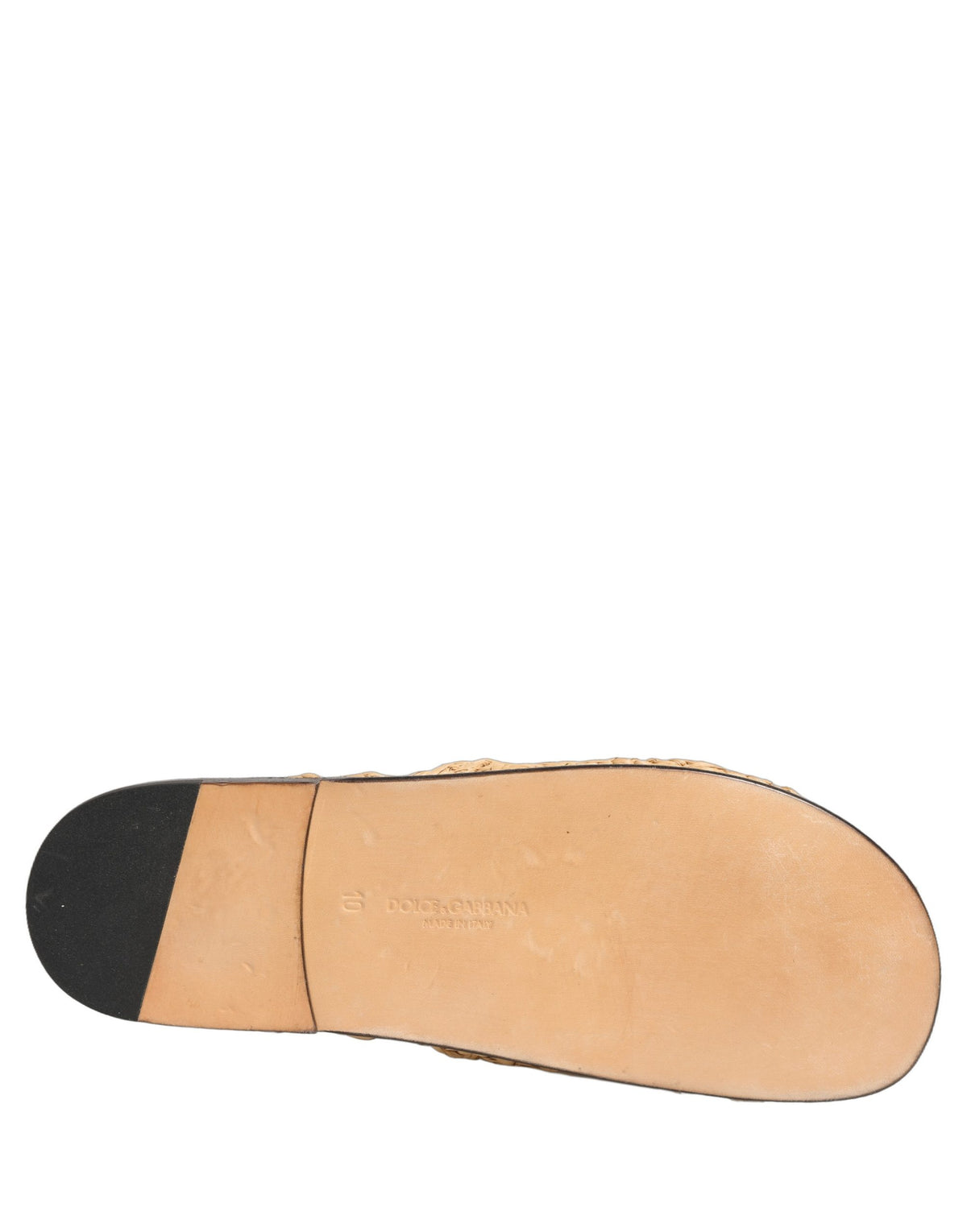 Dolce & Gabbana Beige Straw Raffia Slides Sandals Flats Shoes