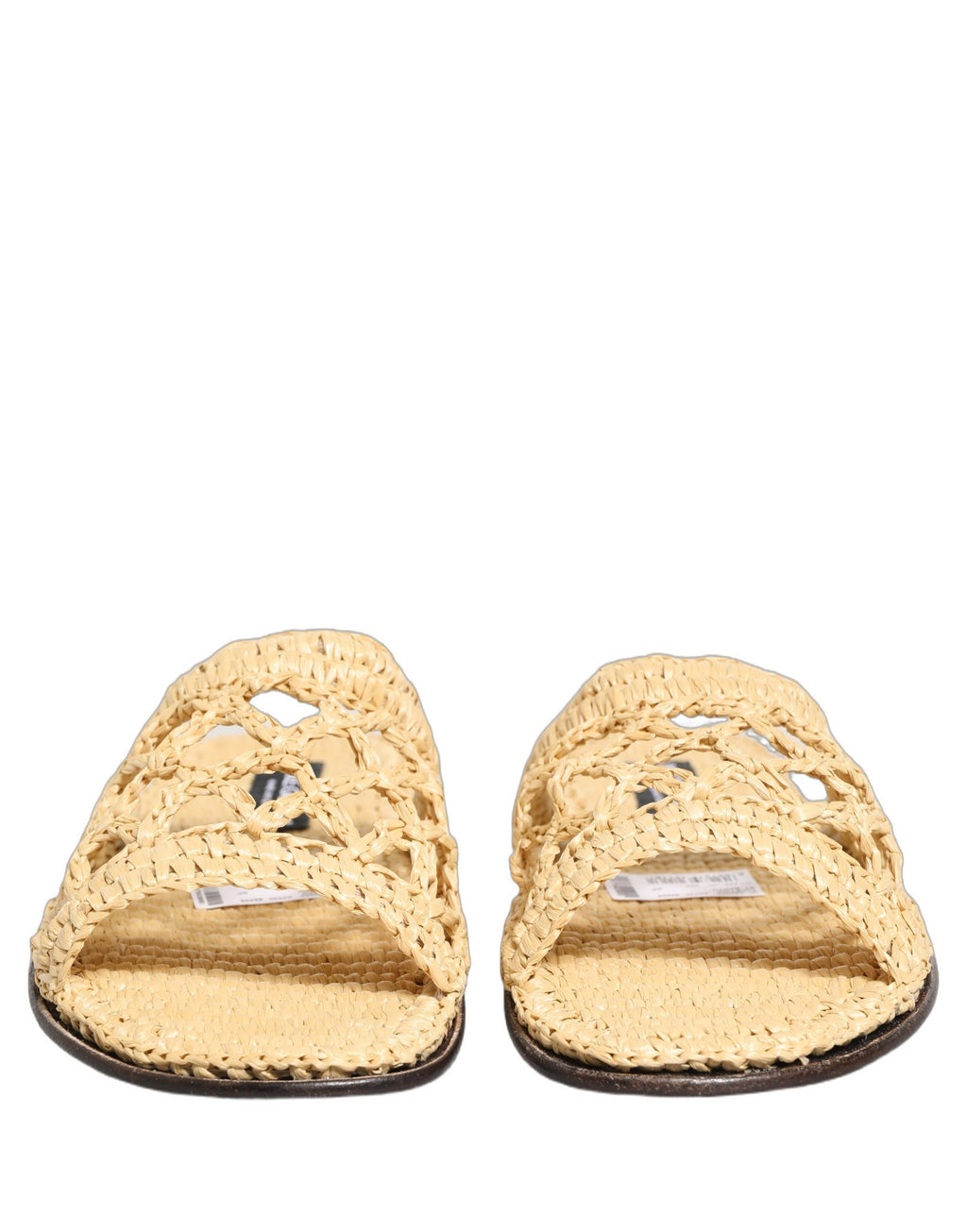 Dolce & Gabbana Beige Straw Raffia Slides Sandals Flats Shoes