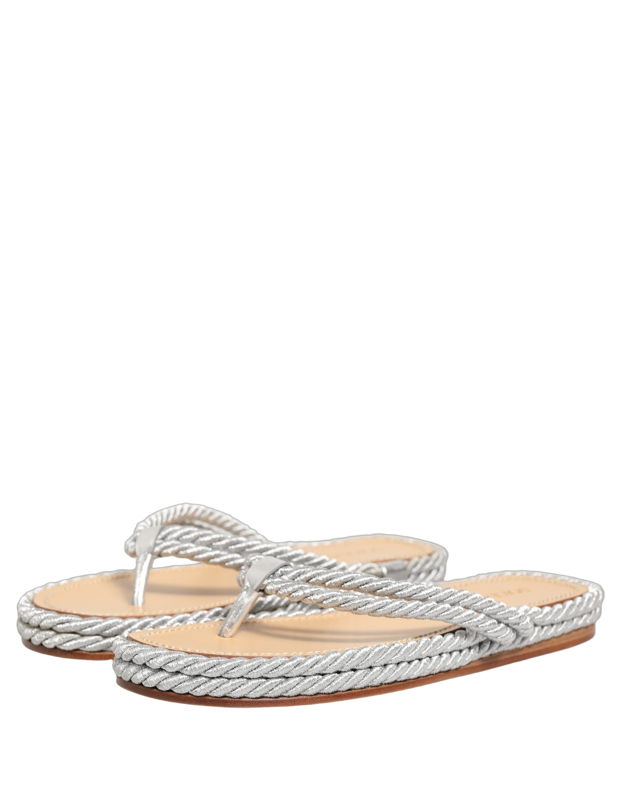 Dolce & Gabbana Silver Rope Slides Sandals Flip Flops Shoes