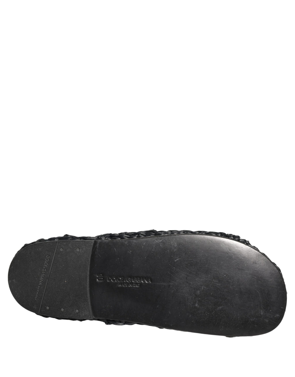 Dolce & Gabbana Black Straw Raffia Slides Sandals Flats Shoes