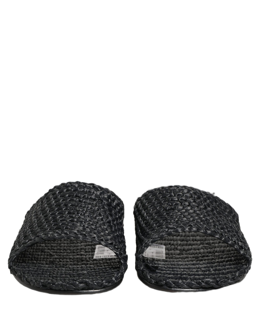 Dolce & Gabbana Black Straw Raffia Slides Sandals Flats Shoes