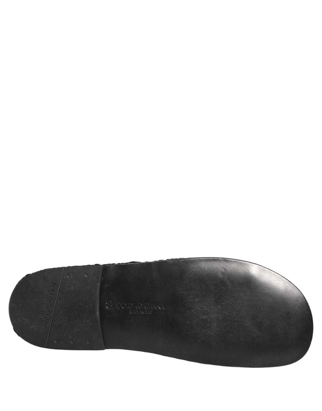 Dolce & Gabbana Black Fabric Woven Slides Sandals Flats Shoes