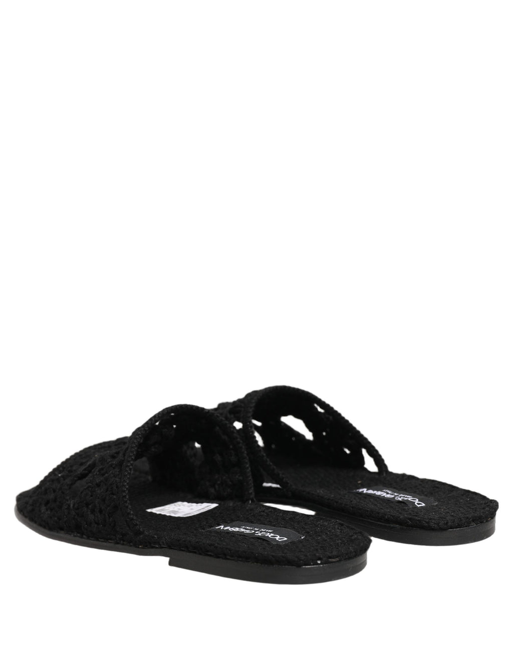Dolce & Gabbana Black Fabric Woven Slides Sandals Flats Shoes