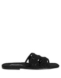 Dolce & Gabbana Black Fabric Woven Slides Sandals Flats Shoes