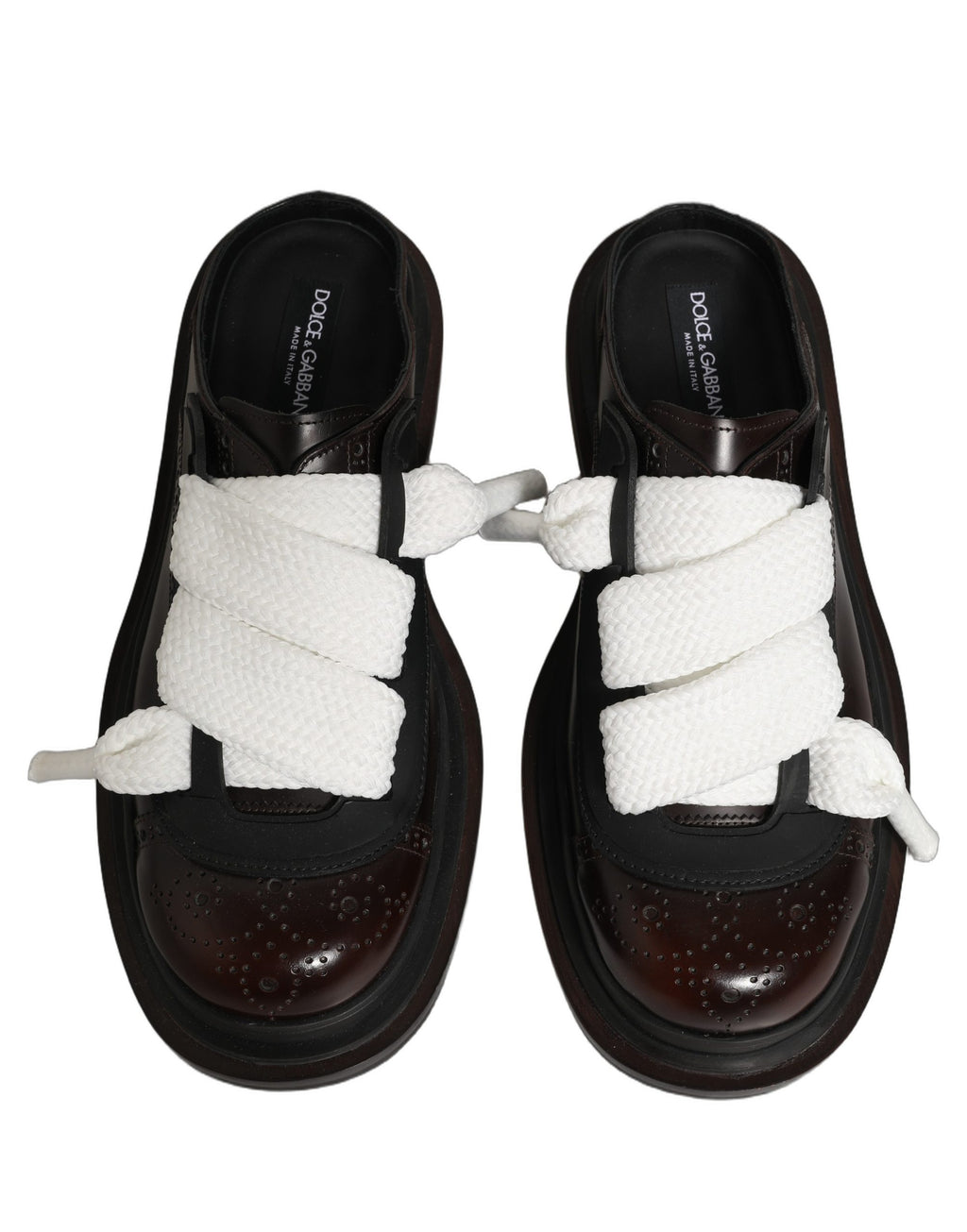 Dolce & Gabbana Brown Leather Slip On Flat Sandals Men Shoes
