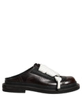 Dolce & Gabbana Brown Leather Slip On Flat Sandals Men Shoes