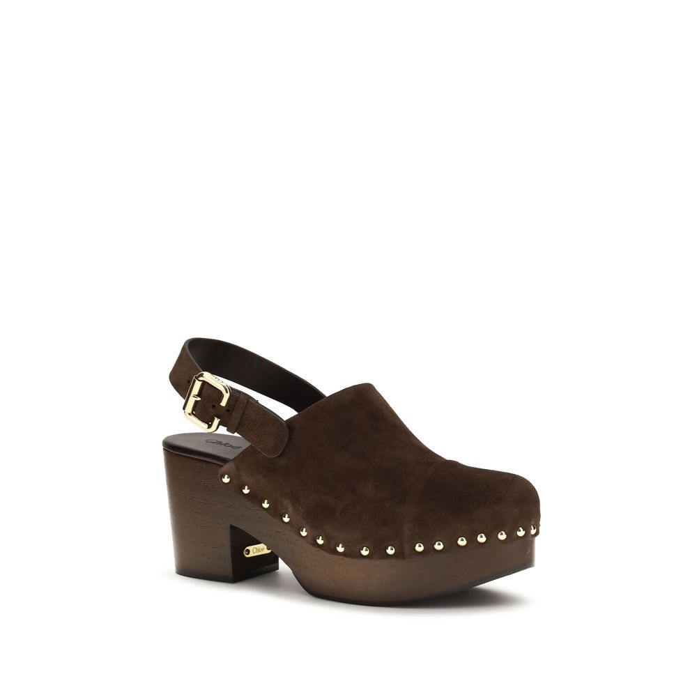 Chloé Brown Calf Leather Bos Taurus Clogs