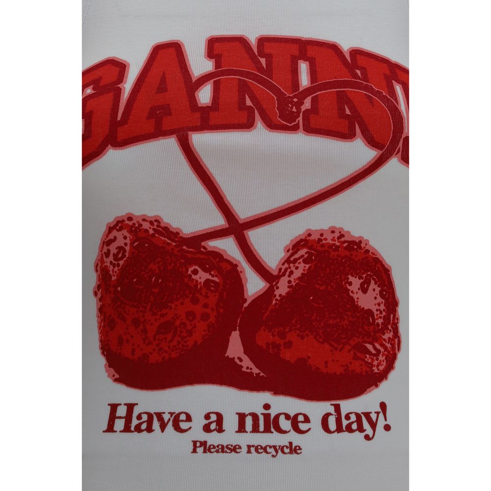 Ganni White Cotton Tank Tops