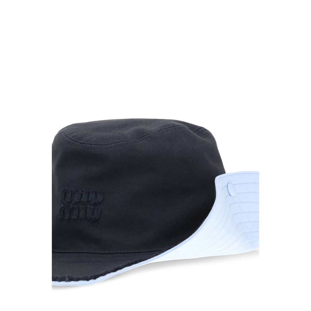 Miu Miu Blue Cotton Bucket Hat