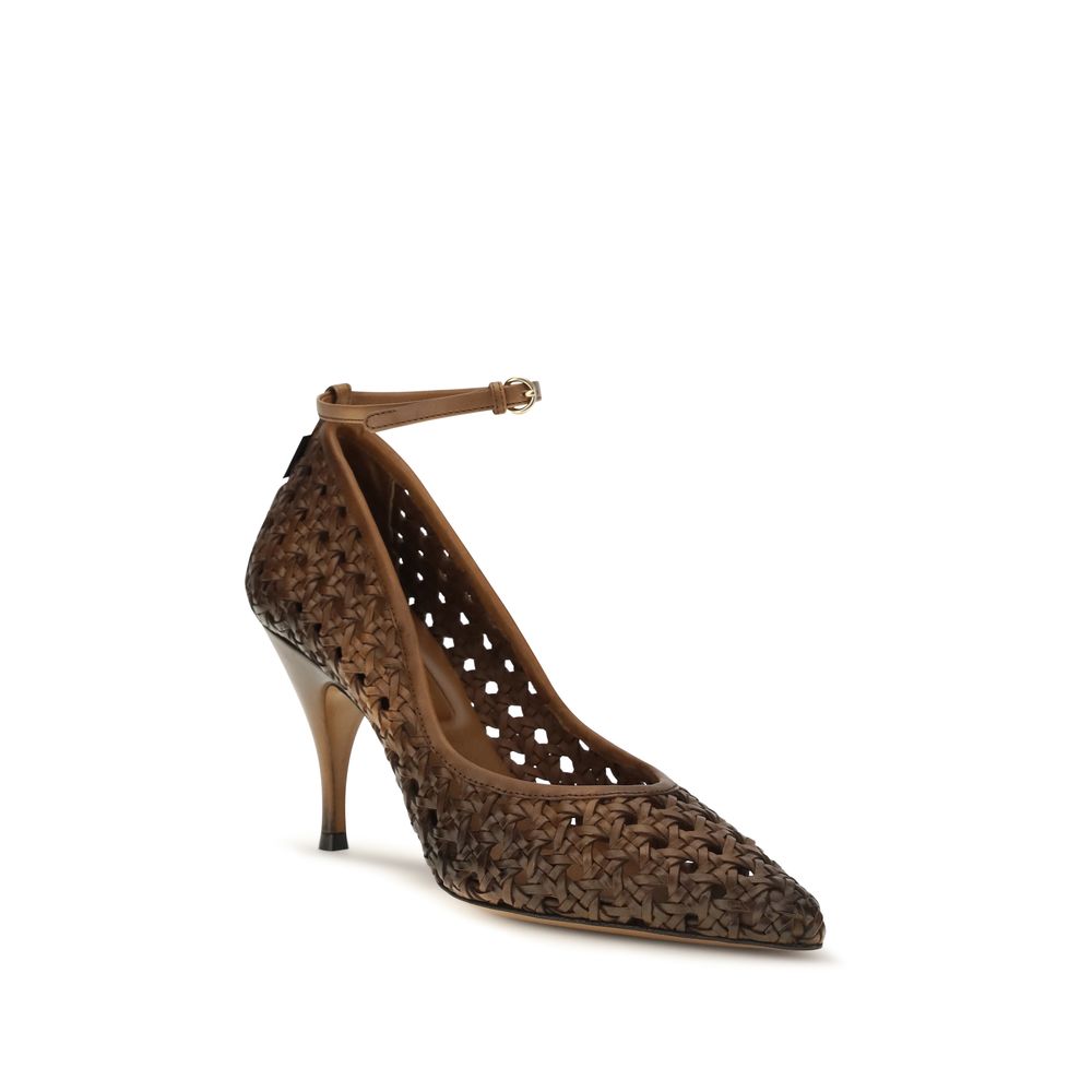Miu Miu Beige Calf Leather Bos Taurus High Heel Pumps