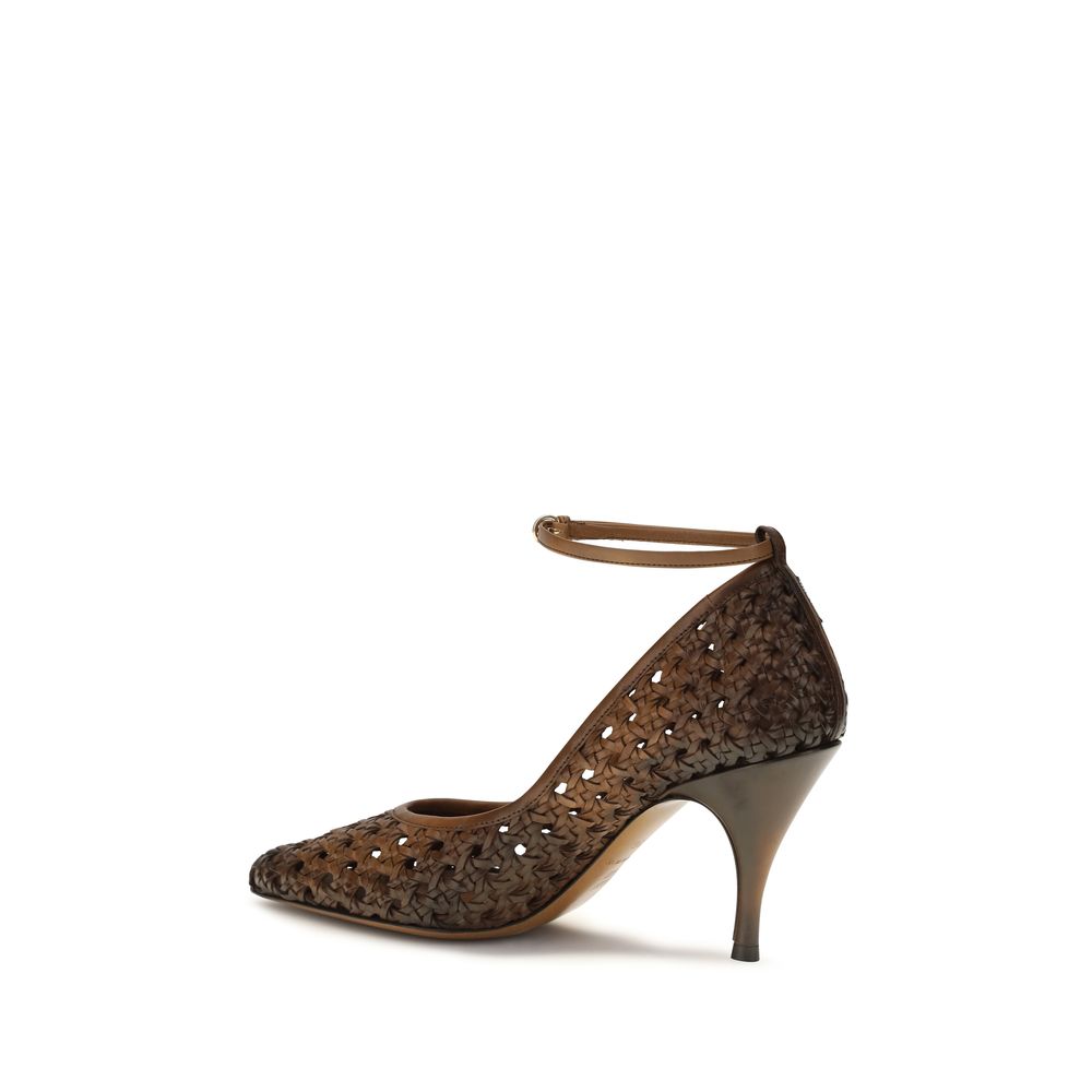Miu Miu Beige Calf Leather Bos Taurus High Heel Pumps