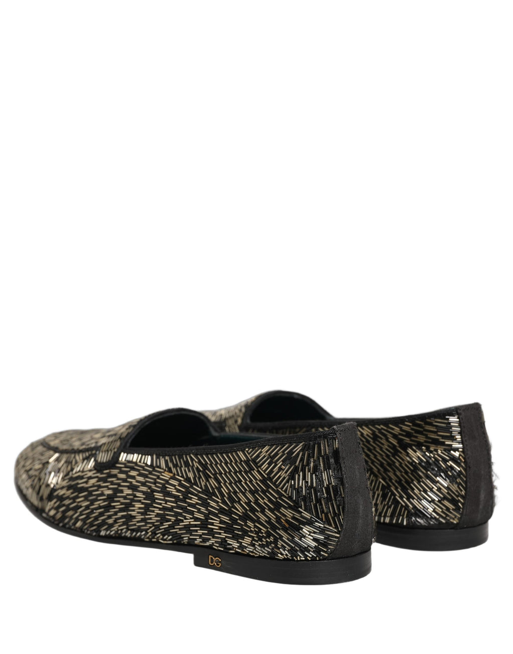 Dolce & Gabbana Black Silver Embellished Dress Loafers Shoes