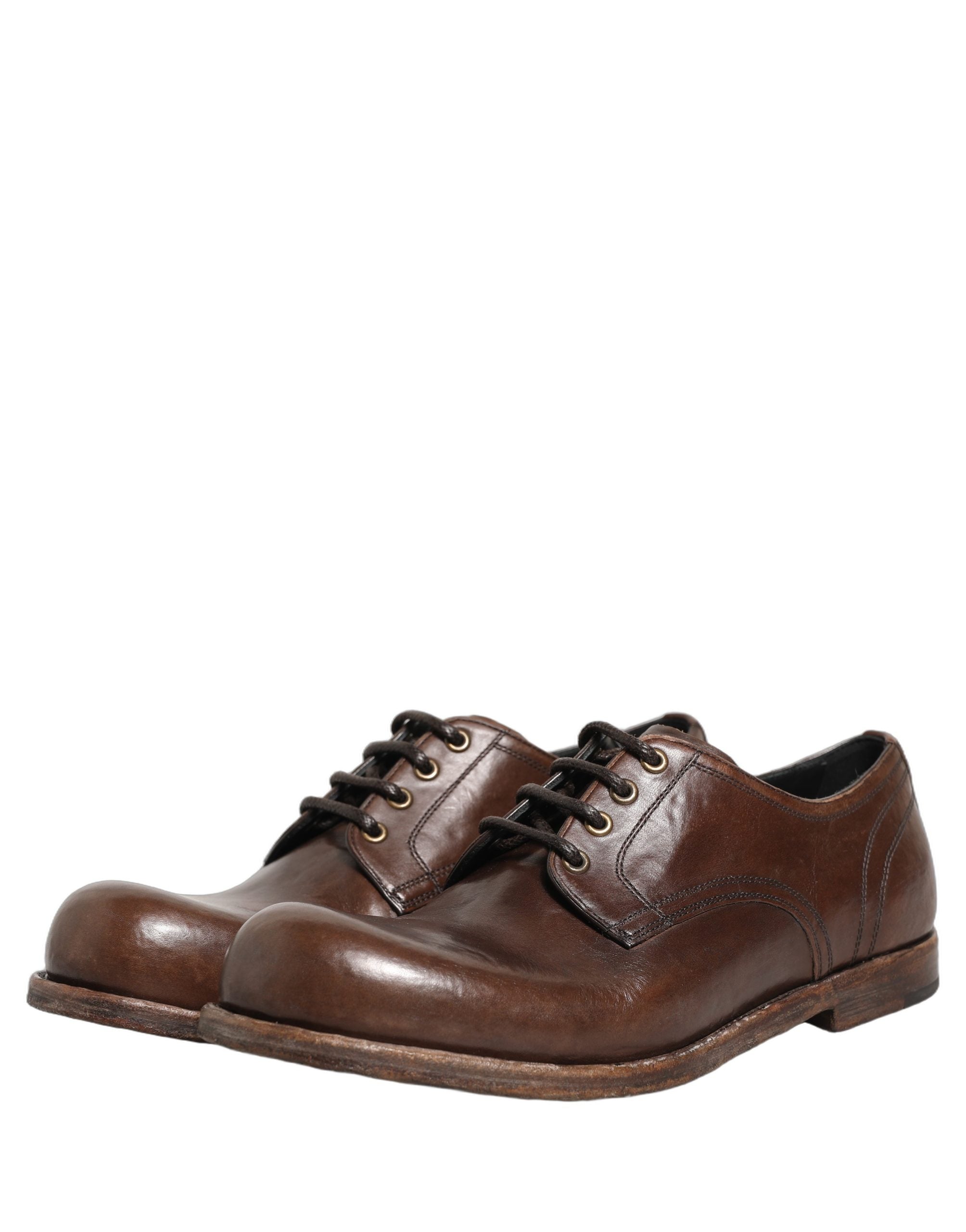 Dolce & Gabbana Brown Leather Derby Dress Men Formal Shoes