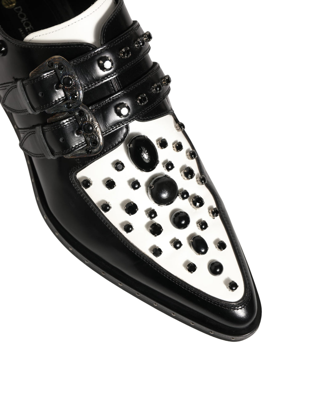 Dolce & Gabbana Black Embellished Derby Monk Strap Men Shoes